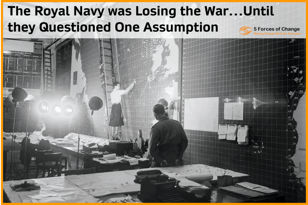 WRENS (Women in the Royal Navy) drawing on giant chalk boards solving the U-Boat problem in the Second World War.