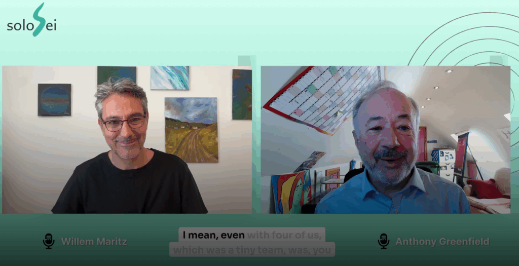 Screenshot of Anthony Greenfield being interviewed by Willem Maritz on why real change is about human psychology and not process.