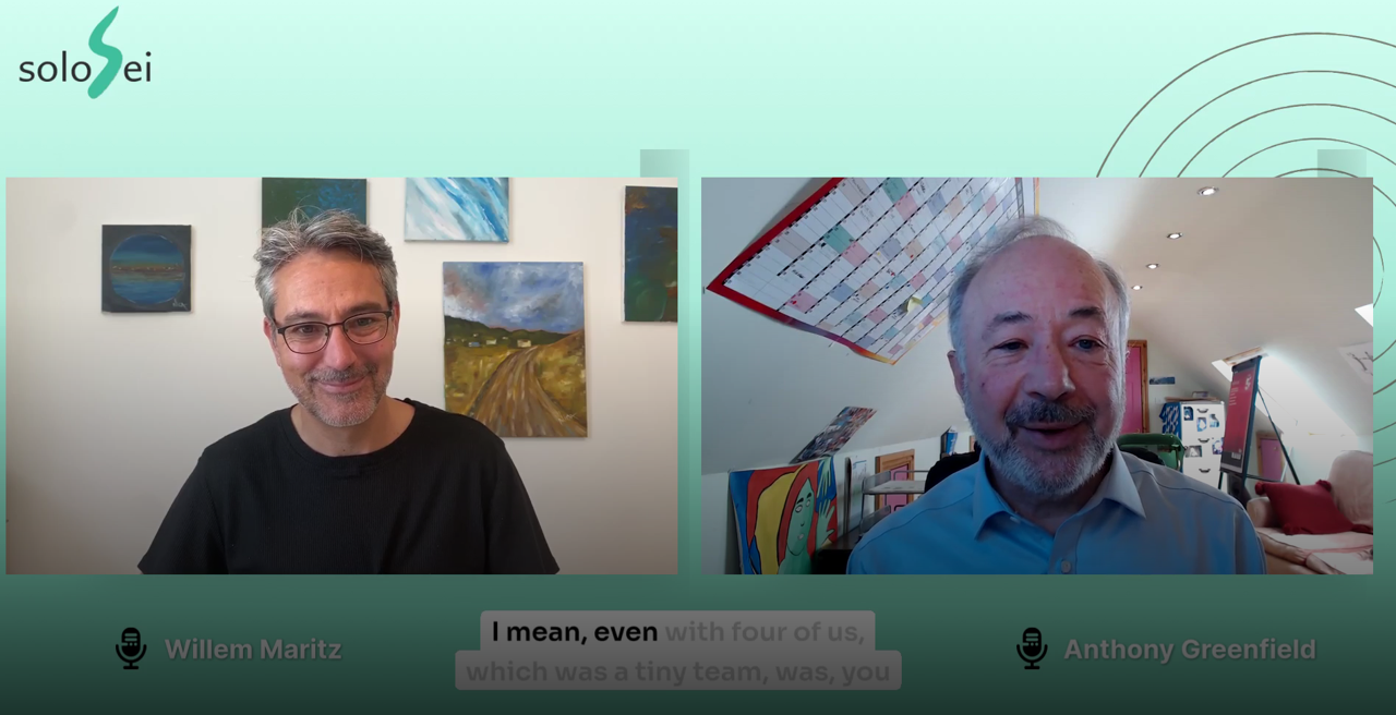 Screenshot of Anthony Greenfield being interviewed by Willem Maritz on why real change is about human psychology and not process.